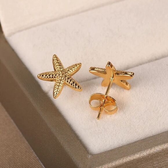 5/$25 Stainless Steel Star Fish Earring Studs - Picture 6 of 7